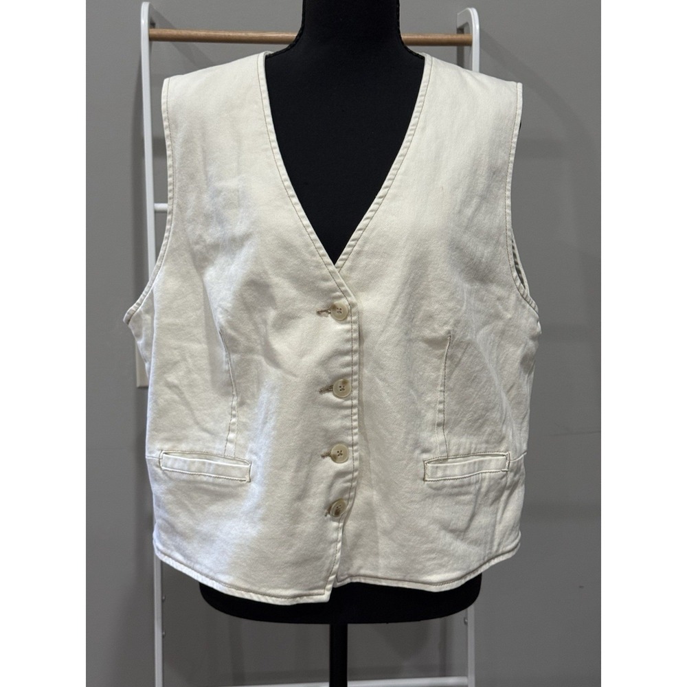 Pistolaβ Ecru Denim Women's Vest XL 90's Vintage Minimalist Boho Chic Western